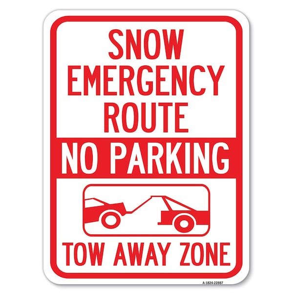 Snow Emergency Route Tow Away Zone with Graphic Rust Proof Parking, A-1824-22887